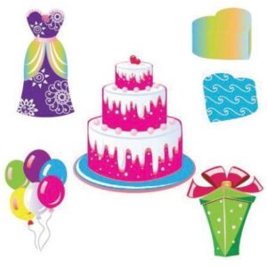 Party tortás öntapadós konyhai csempematrica 4db/szett 15x15cm