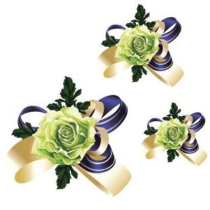 Zöld rozetta mintás öntapadós konyhai csempematrica 4db/szett 15x15cm