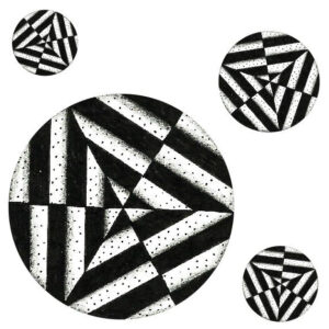 Op-art háromszög mintás öntapadós design csempematrica 4db/szett 15x15cm