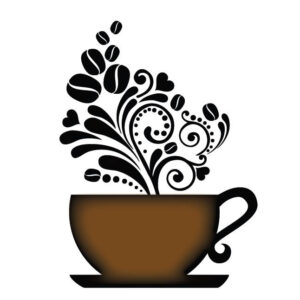 Kávés csésze mintás öntapadós design csempematrica 4db/szett 15x15cm