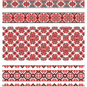 Piros népi hímzés mintás öntapadós design csempematrica 4db/szett 15x15cm