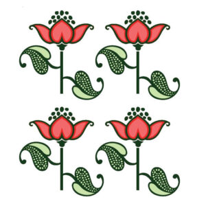 Piros pipacs-levél mintás öntapadós design csempematrica 4db/szett 15x15cm