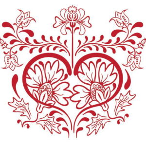 Piros csipke szív mintás öntapadós design csempematrica 4db/szett 15x15cm