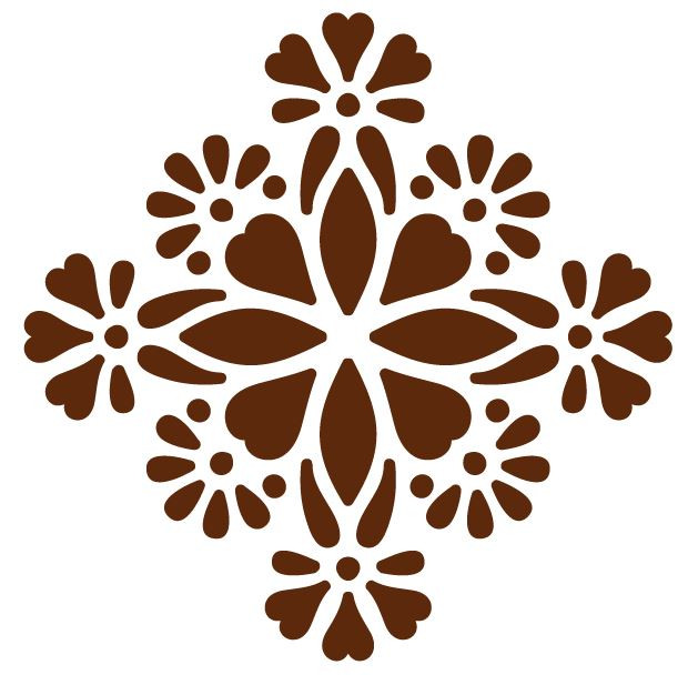 Barna virág díszmintás öntapadós design csempematrica 4db/szett 15x15cm