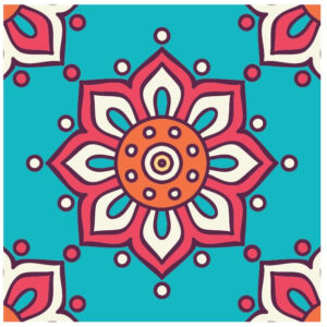 Türkiz mandala mintás öntapadós design csempematrica 4db/szett 15x15cm