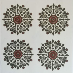 Barna mandala mintás négyes elrendezésben (fehér alap) öntapadós design csempematrica 4db/szett 15x15cm