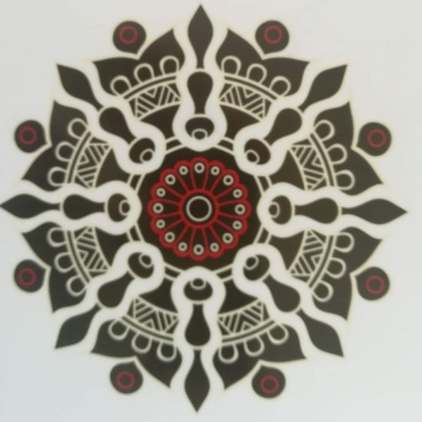 Barna mandala mintás négyes elrendezésben (fehér alap) öntapadós design csempematrica 4db/szett 15x15cm